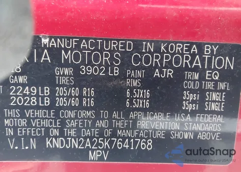 2019 Kia Soul from USA, damaged, VIN KNDJN2A25K7641768